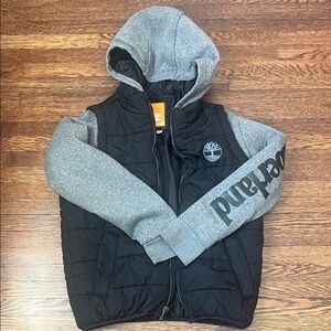 Timberland Kids Black and Gray Vest with Hood